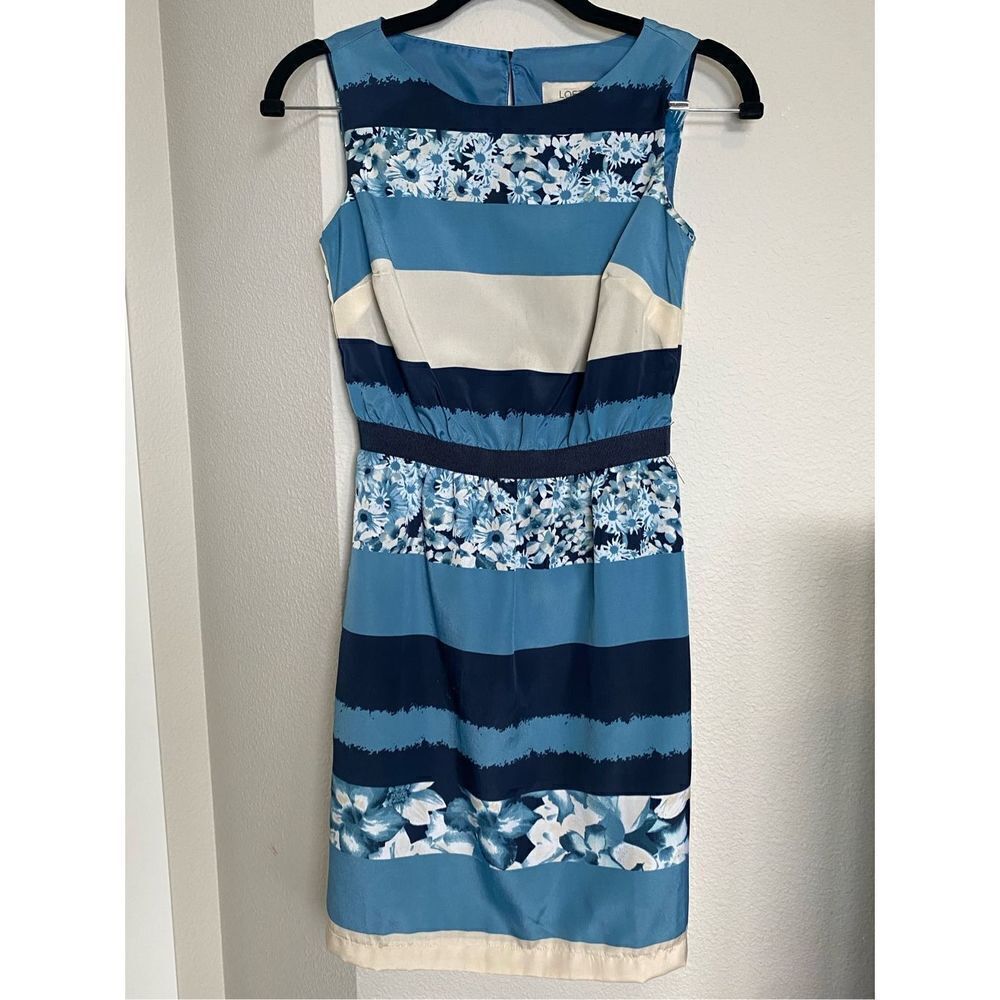 Loft Petite Blue Color Block Dress